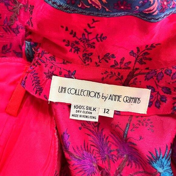 Vintage 80s Umi Collections by Anne Crimmins Size 12 Silk Blouse Peacock - Picture 2 of 13